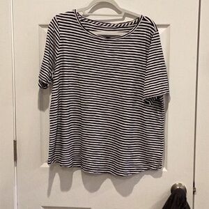 Talbots 2X Petite short sleeve shirt black and white stripe